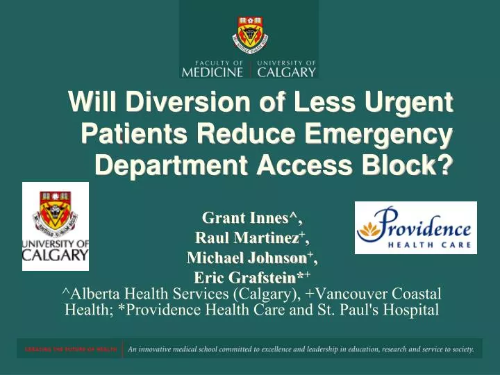 will diversion of less urgent patients reduce emergency department access block
