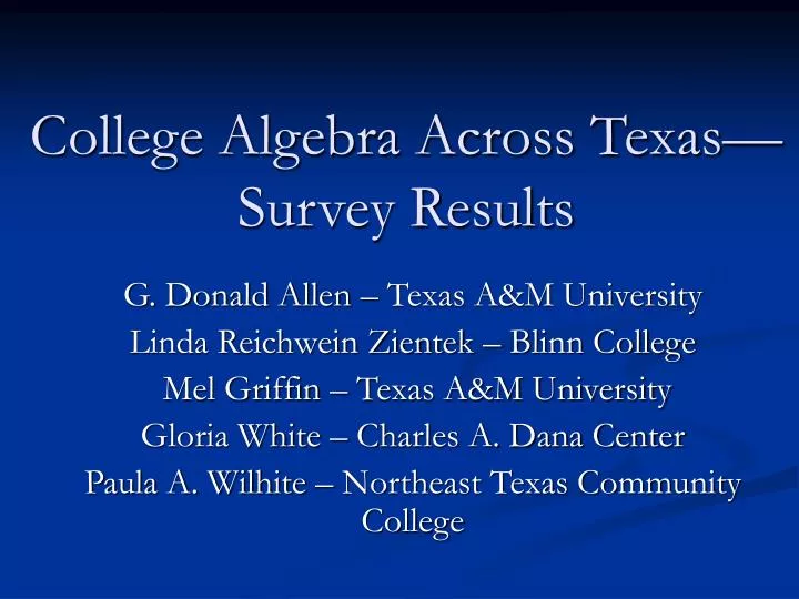 college algebra across texas survey results