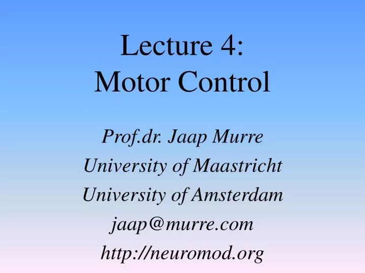 lecture 4 motor control