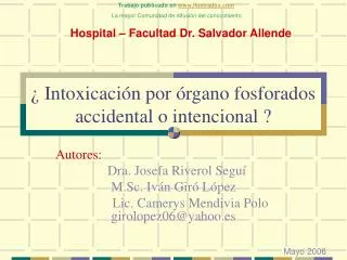 intoxicaci n por rgano fosforados accidental o intencional