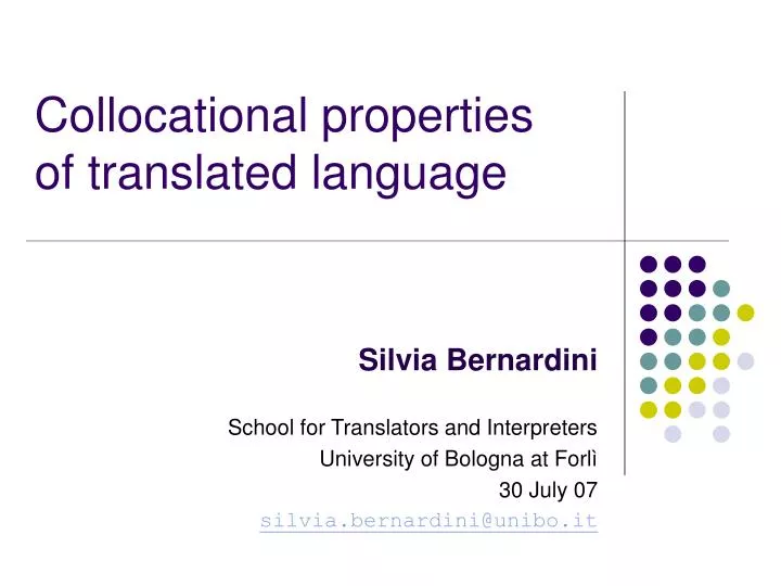 collocational properties of translated language