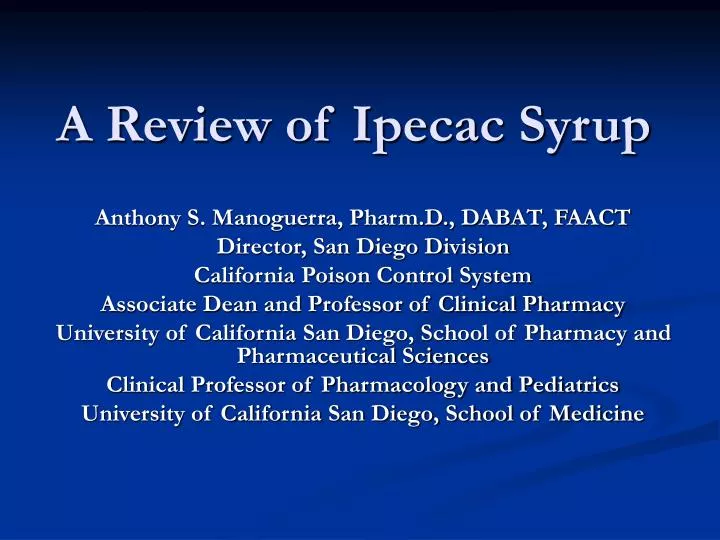 a review of ipecac syrup