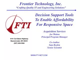 Frontier Technology, Inc. “Crafting Quality IT and Engineering Solutions”