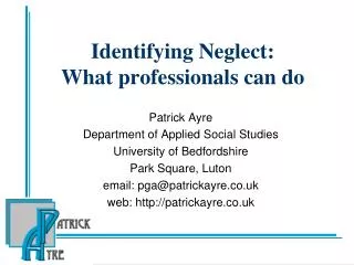 Identifying Neglect: What professionals can do