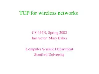 TCP for wireless networks