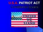 U.S.A. PATRIOT ACT Compliance Issues - slide 1