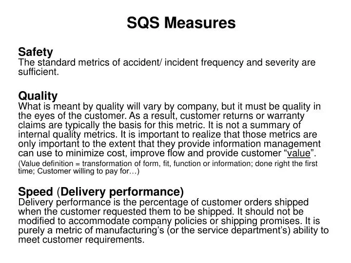 sqs measures