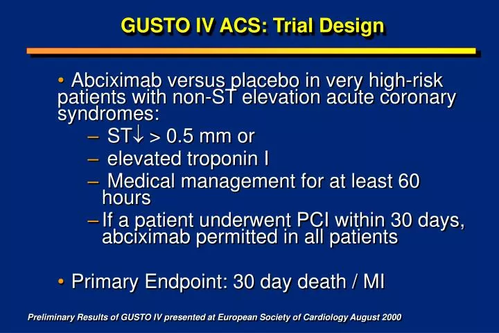 gusto iv acs trial design