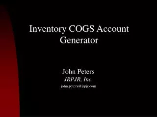 Inventory COGS Account Generator