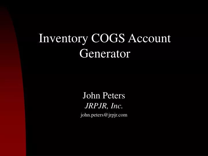 inventory cogs account generator