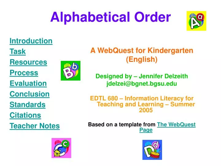 alphabetical order