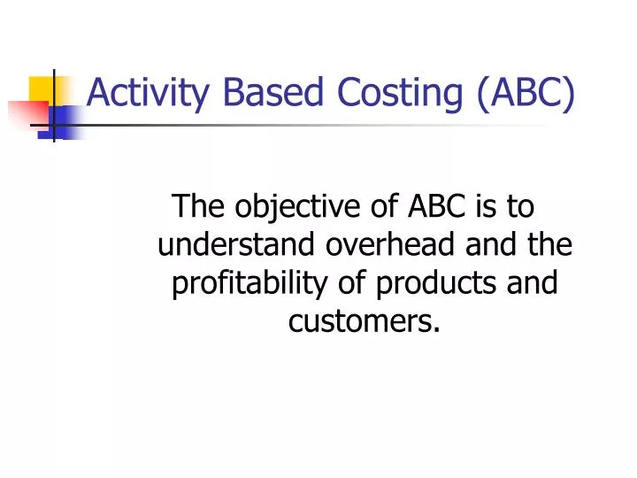 activity based costing abc