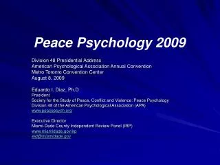 Peace Psychology 2009