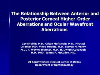 UT Southwestern Medical Center at Dallas Department of Ophthalmology