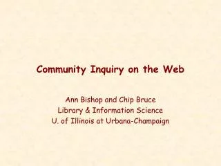 Community Inquiry on the Web