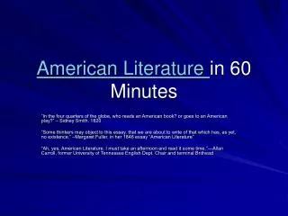 American Literature in 60 Minutes