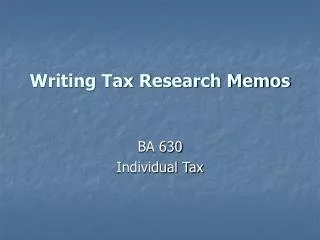 writing tax research memos