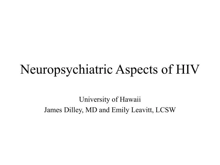 neuropsychiatric aspects of hiv