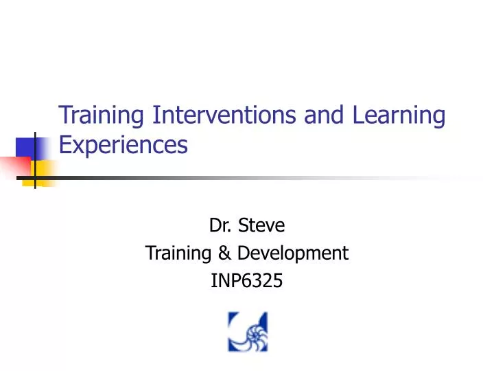 training interventions and learning experiences