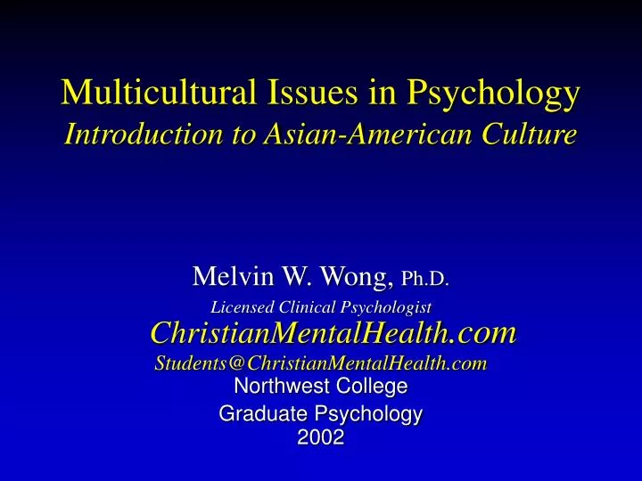 multicultural issues in psychology introduction to asian american culture