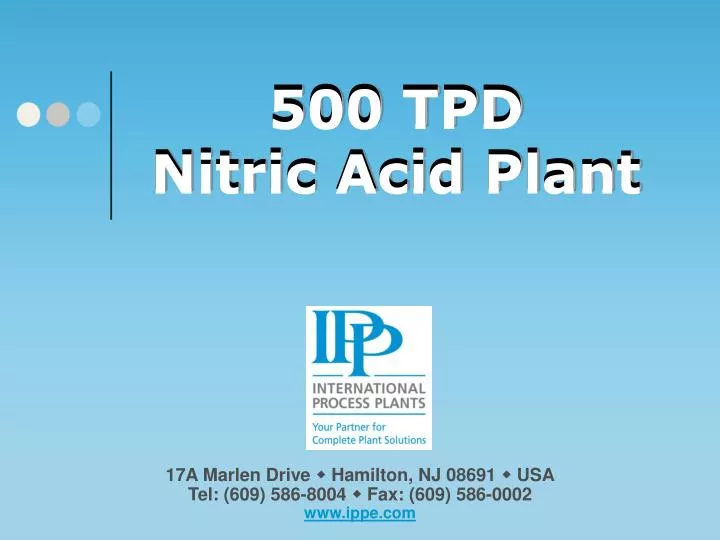 500 tpd nitric acid plant