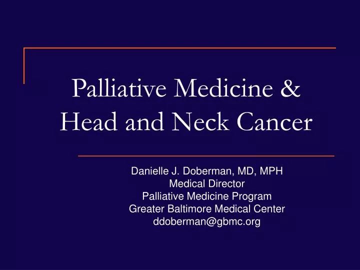 palliative medicine head and neck cancer