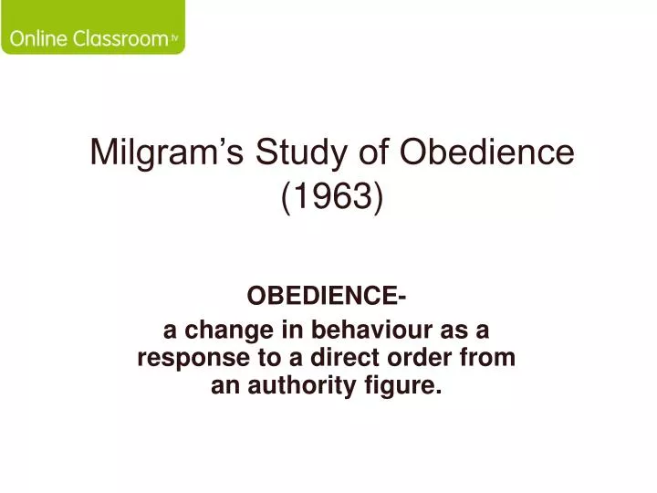 milgram s study of obedience 1963