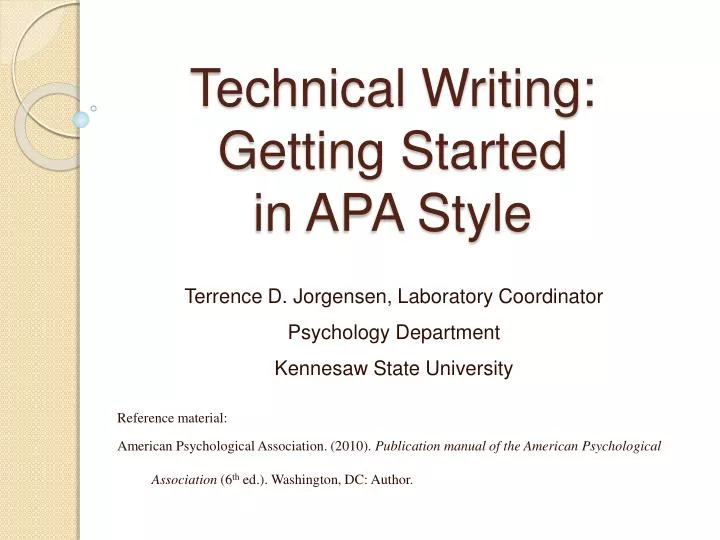 technical writing getting started in apa style