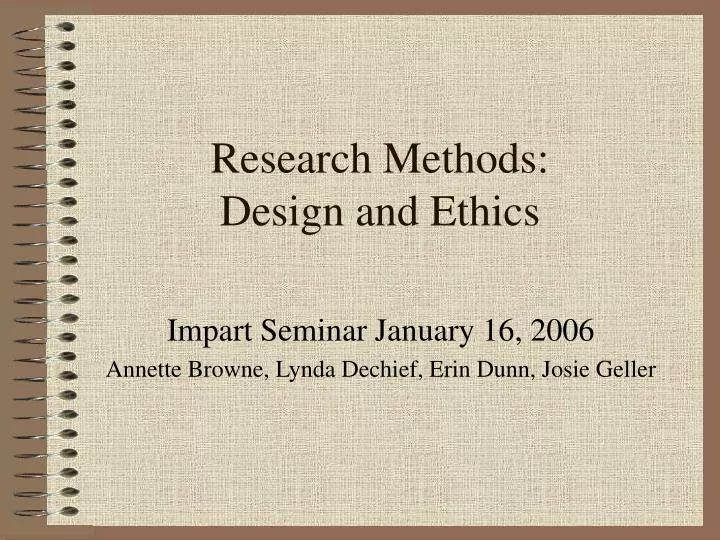 research methods design and ethics