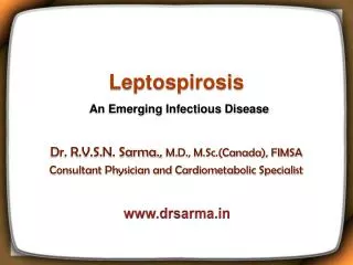 Leptospirosis An Emerging Infectious Disease