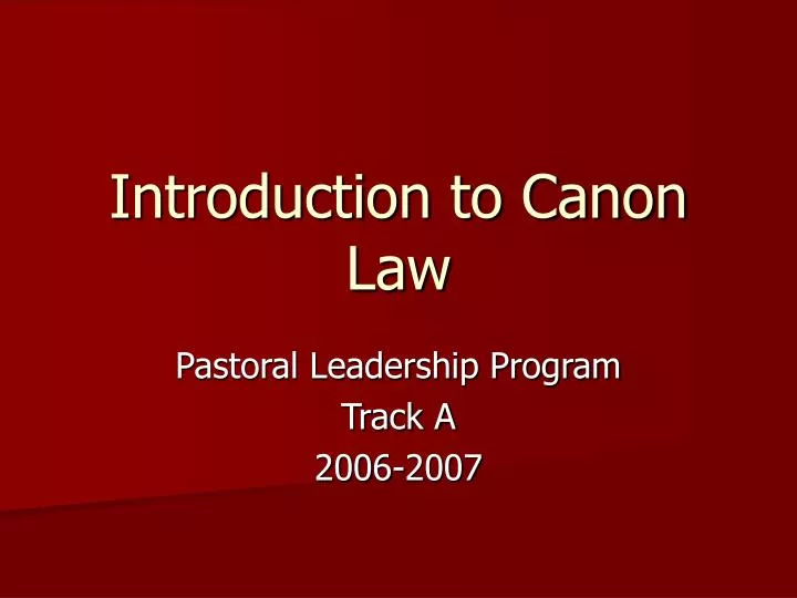 introduction to canon law