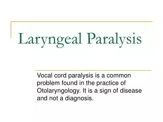 Laryngeal Paralysis