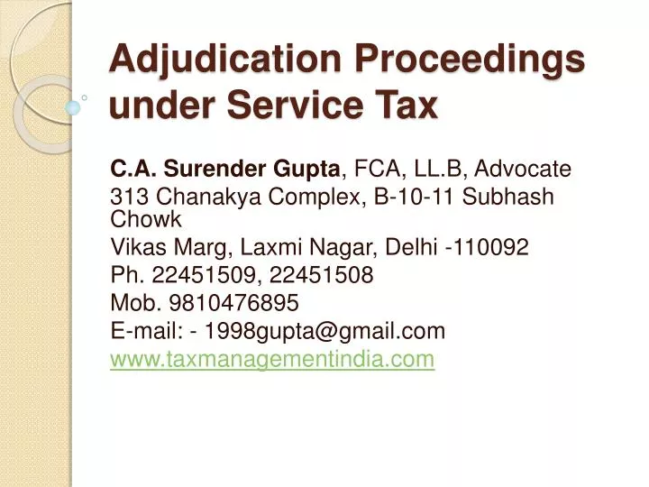 adjudication proceedings under service tax