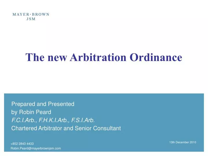 the new arbitration ordinance