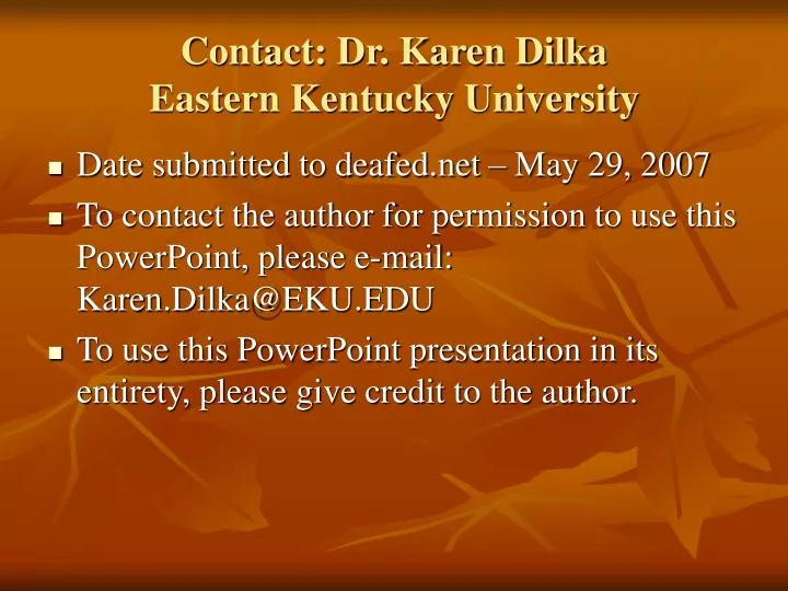 contact dr karen dilka eastern kentucky university
