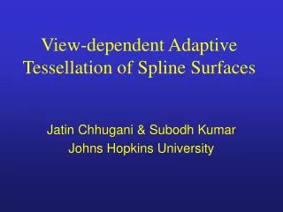 View-dependent Adaptive Tessellation of Spline Surfaces