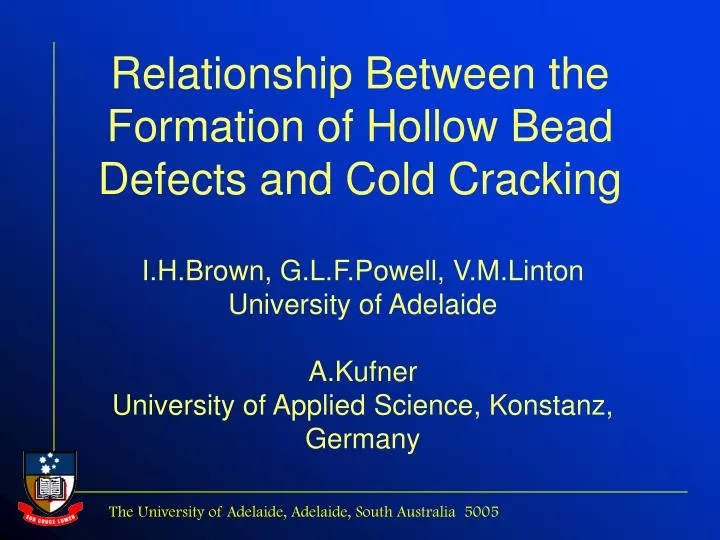 relationship between the formation of hollow bead defects and cold cracking