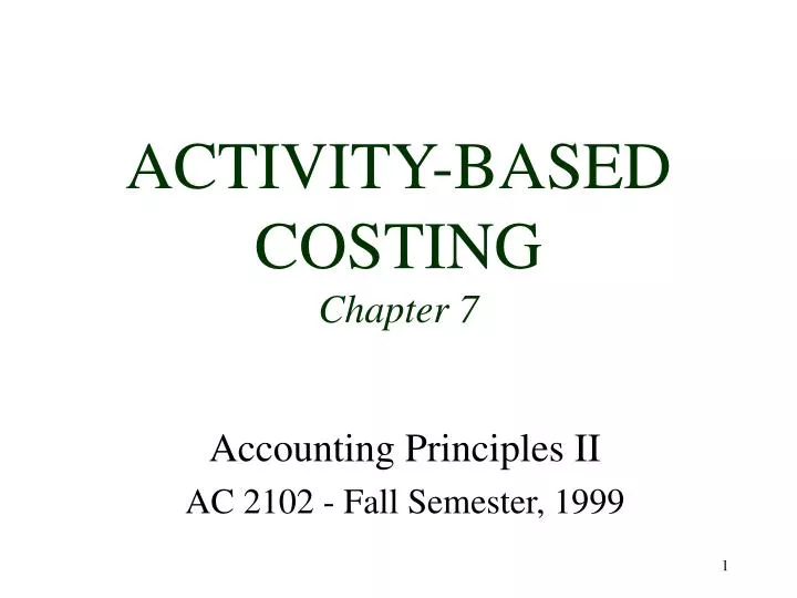 activity based costing chapter 7