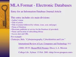 MLA Format - Electronic Databases