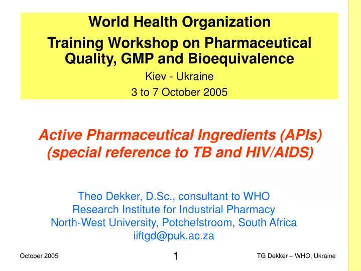 active pharmaceutical ingredients apis special reference to tb and hiv aids