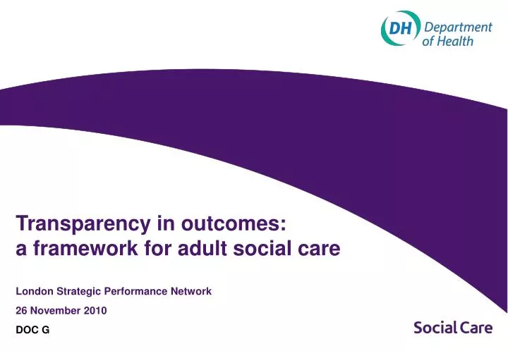 transparency in outcomes a framework for adult social care