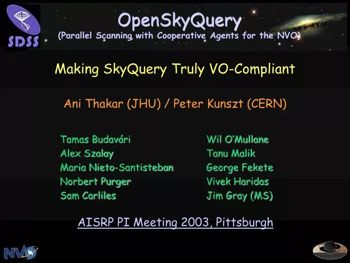 openskyquery parallel scanning with cooperative agents for the nvo