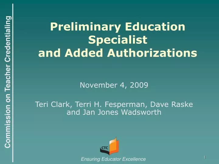 preliminary education specialist and added authorizations