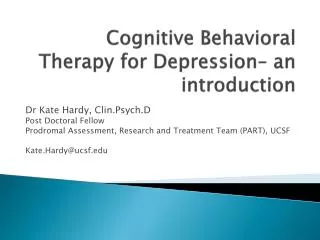 Cognitive Behavioral Therapy for Depression– an introduction