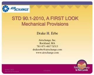 STD 90.1-2010, A FIRST LOOK Mechanical Provisions