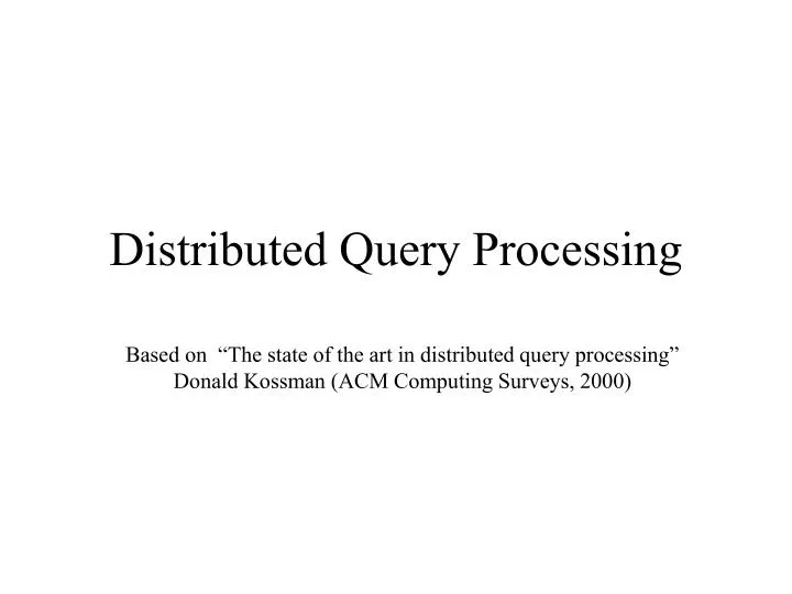 distributed query processing