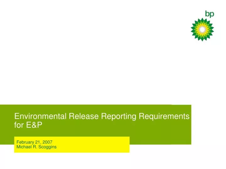 environmental release reporting requirements for e p