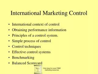 International Marketing Control