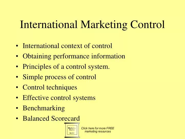 international marketing control