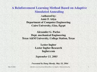 A Reinforcement Learning Method Based on Adaptive Simulated Annealing